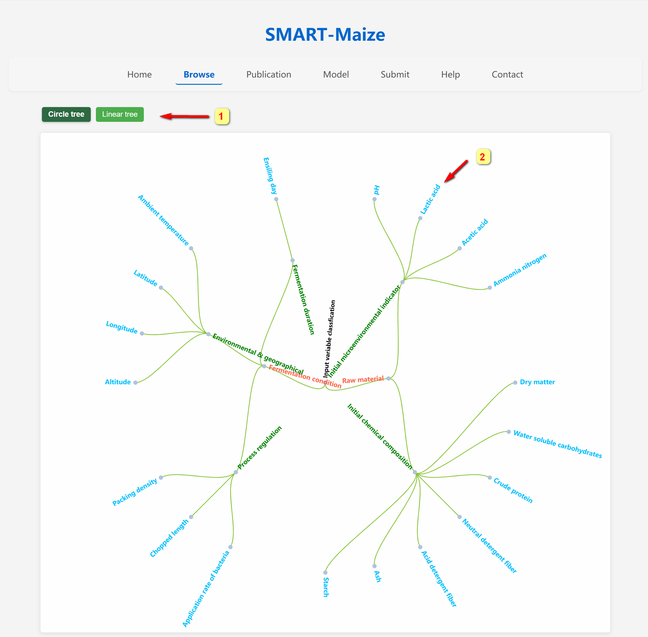 Home page interface with input parameters