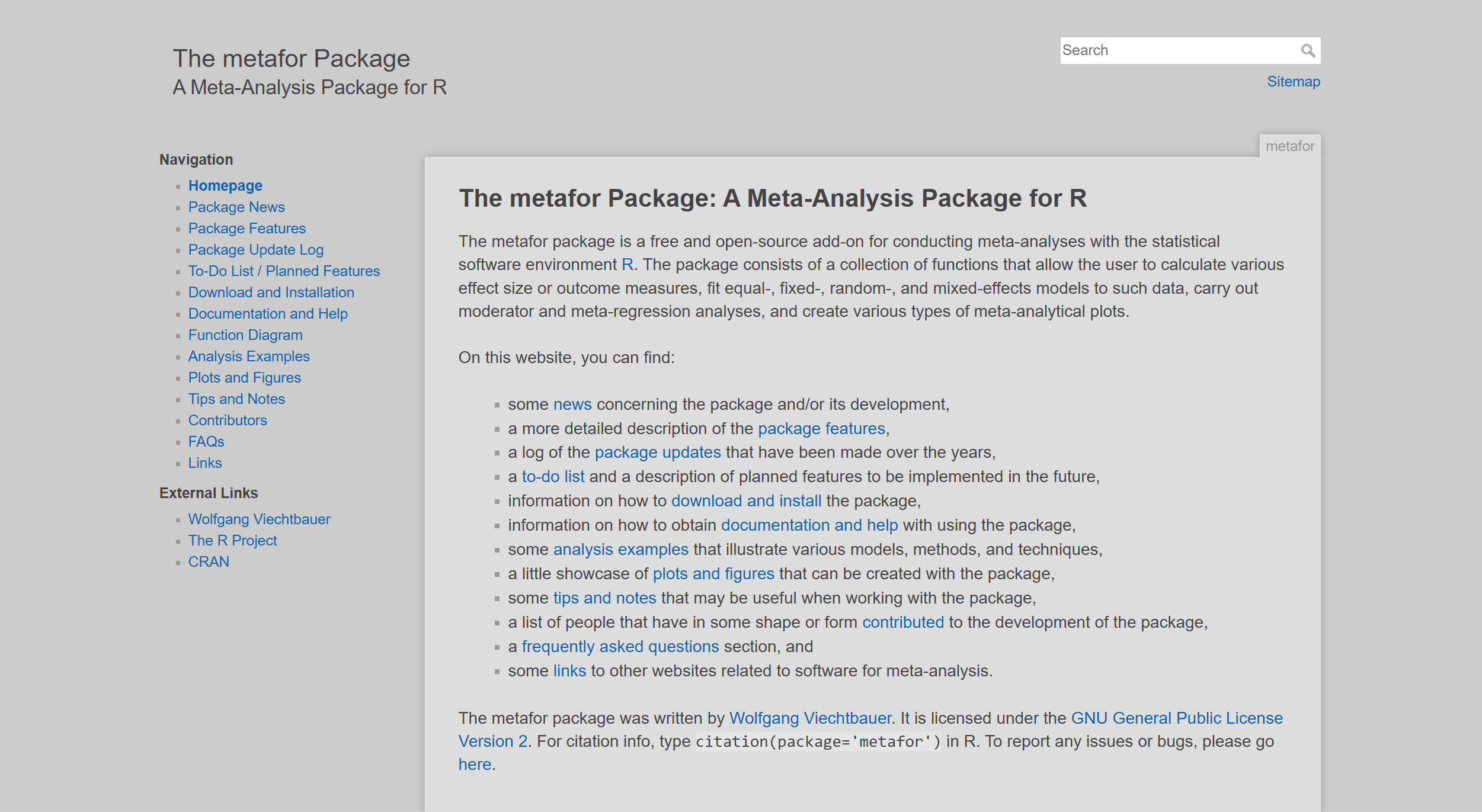 The metafor Package
